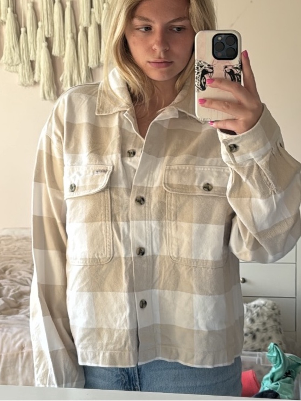 plaid button up jacket